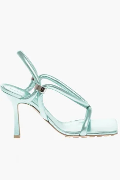 New Sandali In Pelle Effetto Metallizzato 9 cm Donna Scarpe Con Tacco