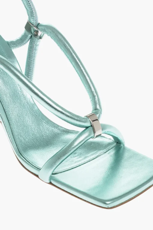 New Sandali In Pelle Effetto Metallizzato 9 cm Donna Scarpe Con Tacco