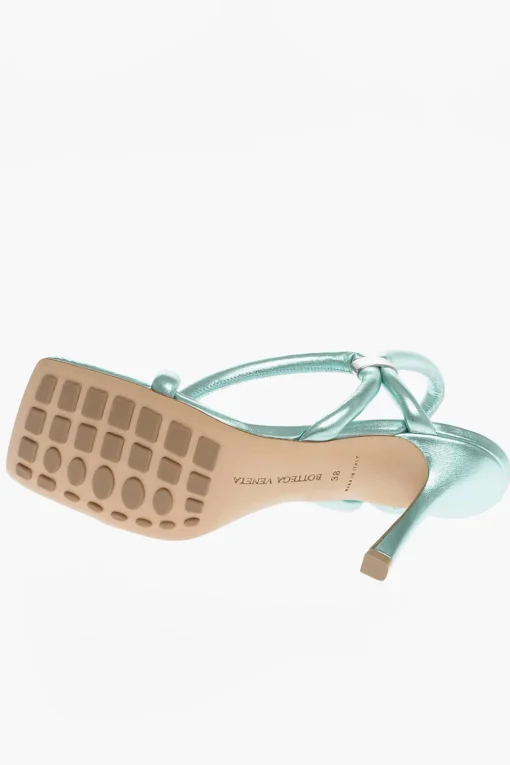 New Sandali In Pelle Effetto Metallizzato 9 cm Donna Scarpe Con Tacco