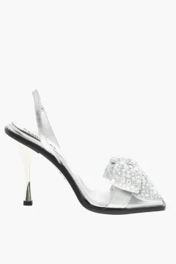 Hot Sandali In Pelle HOLIDAY PARTY Con Maxi Fiocco Statement Con Strass Tacco 10 cm Donna Scarpe Con Tacco