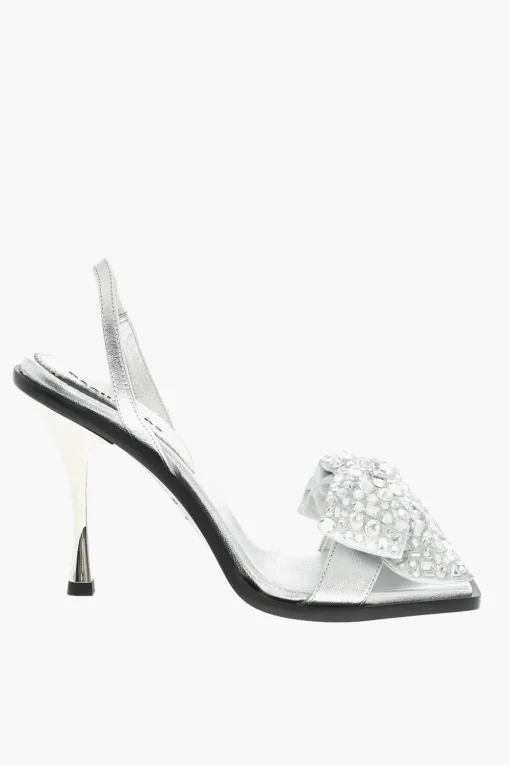 Hot Sandali In Pelle HOLIDAY PARTY Con Maxi Fiocco Statement Con Strass Tacco 10 cm Donna Scarpe Con Tacco