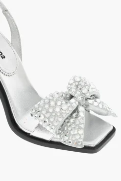 Hot Sandali In Pelle HOLIDAY PARTY Con Maxi Fiocco Statement Con Strass Tacco 10 cm Donna Scarpe Con Tacco