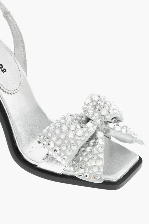 Hot Sandali In Pelle HOLIDAY PARTY Con Maxi Fiocco Statement Con Strass Tacco 10 cm Donna Scarpe Con Tacco