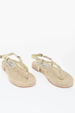 Sandali in Pelle Intrecciata con Suola in Iuta>Manebi New