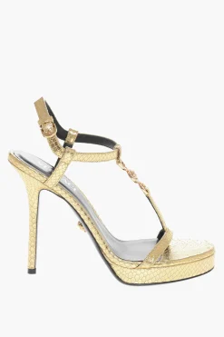 Best Sandali in Pelle Lamè Pitonata con Tacco a Spillo 11cm Donna Scarpe Con Tacco