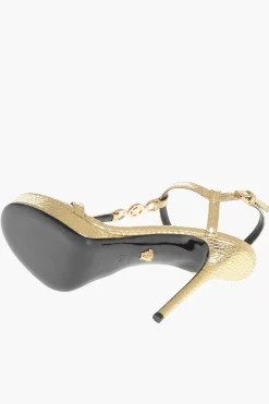Best Sandali in Pelle Lamè Pitonata con Tacco a Spillo 11cm Donna Scarpe Con Tacco
