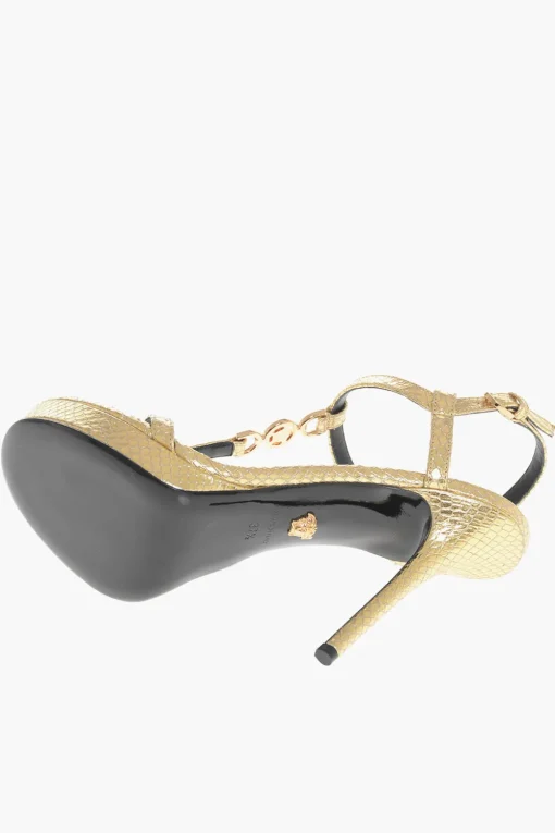 Best Sandali in Pelle Lamè Pitonata con Tacco a Spillo 11cm Donna Scarpe Con Tacco