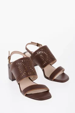 Sandali in Pelle Laser Cut con Tacco in Legno 5,5cm>Tod's Hot