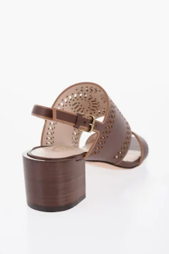 Sandali in Pelle Laser Cut con Tacco in Legno 5,5cm>Tod's Hot