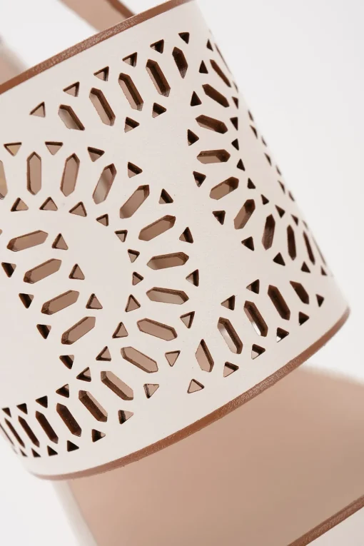Hot Sandali in Pelle Laser Cut con Tacco in Legno 5,5cm Donna Scarpe Con Tacco
