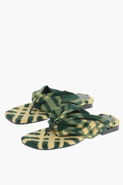 Outlet Sandali Infradito in Tessuto Tartan Donna Ballerine|Scarpe Basse