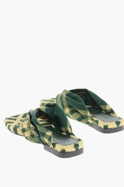 Outlet Sandali Infradito in Tessuto Tartan Donna Ballerine|Scarpe Basse
