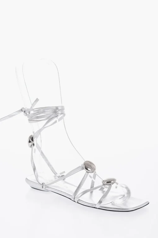 Discount Sandali Lace-Up ATOM in Pelle Lamè con Borchie Donna Ballerine|Scarpe Basse