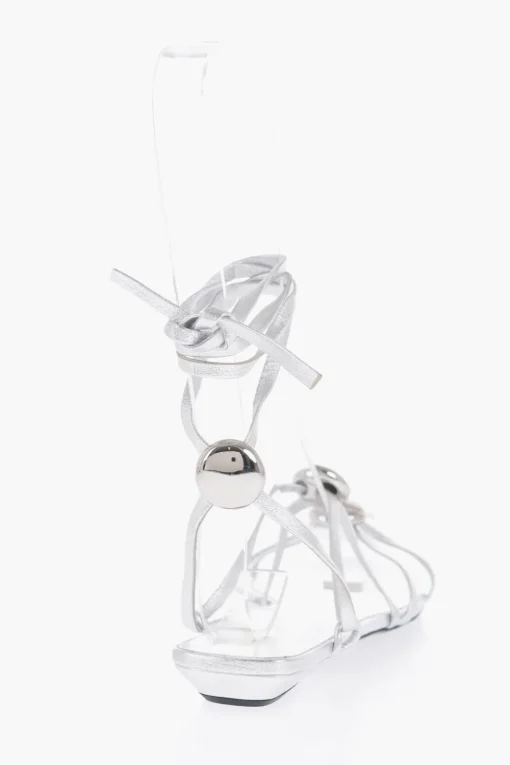 Discount Sandali Lace-Up ATOM in Pelle Lamè con Borchie Donna Ballerine|Scarpe Basse
