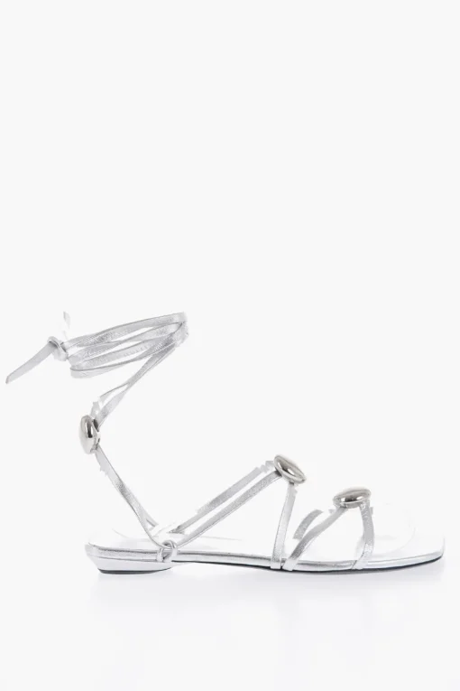 Discount Sandali Lace-Up ATOM in Pelle Lamè con Borchie Donna Ballerine|Scarpe Basse