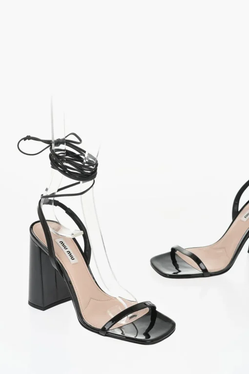 Sale Sandali Lace-Up in Pelle Lucida Tacco 10.5cm Donna Scarpe Con Tacco