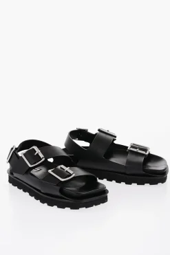 Fashion SandalI Slingback in Pelle con Doppia Fibbia Uomo Scarpe Basse