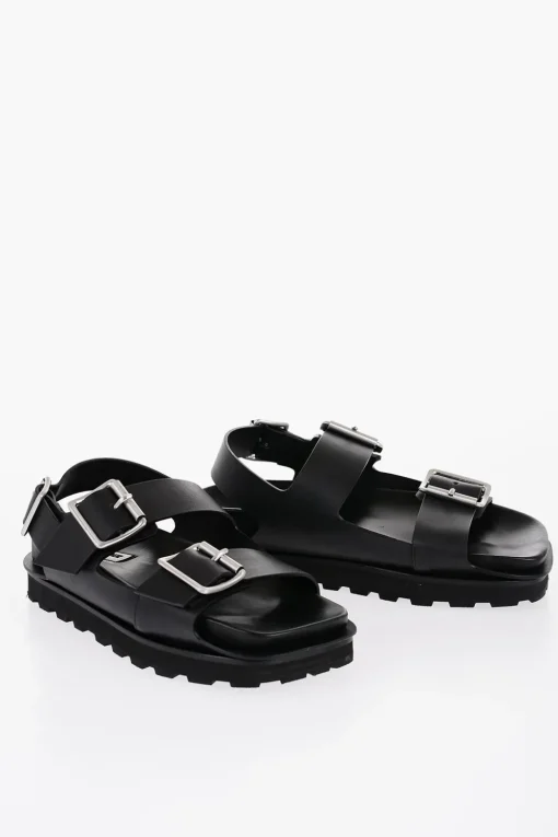 Fashion SandalI Slingback in Pelle con Doppia Fibbia Uomo Scarpe Basse