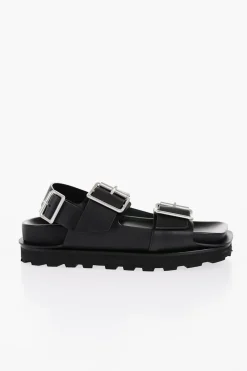 Fashion SandalI Slingback in Pelle con Doppia Fibbia Uomo Scarpe Basse