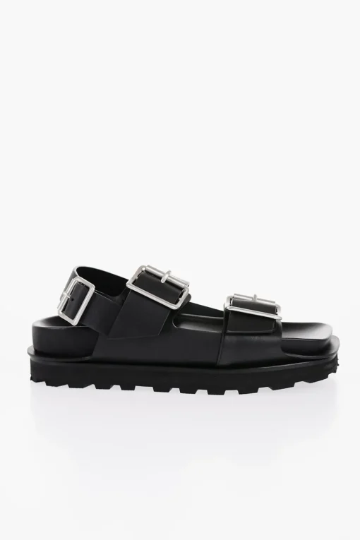 Fashion SandalI Slingback in Pelle con Doppia Fibbia Uomo Scarpe Basse