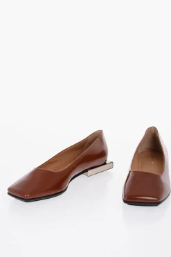 Outlet Scarpa Ballerine In Pelle Con Punta Squadrata Donna Ballerine|Scarpe Basse