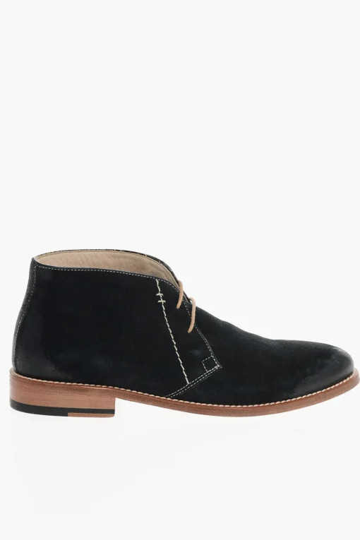 Online Scarpe Derby in Camoscio con Lacci a Contrasto Uomo Stringate