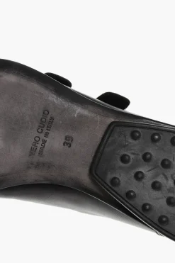 Outlet Scarpe in Pelle a Tinta Unita con Chiusura in Velcro Uomo Stringate
