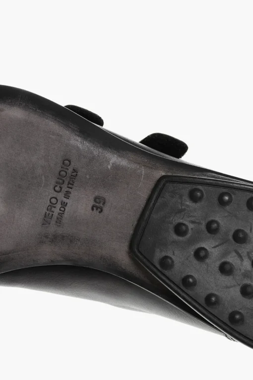 Outlet Scarpe in Pelle a Tinta Unita con Chiusura in Velcro Uomo Stringate