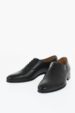 Sale Scarpe Oxford in Pelle a Tinta Unita Uomo Stringate