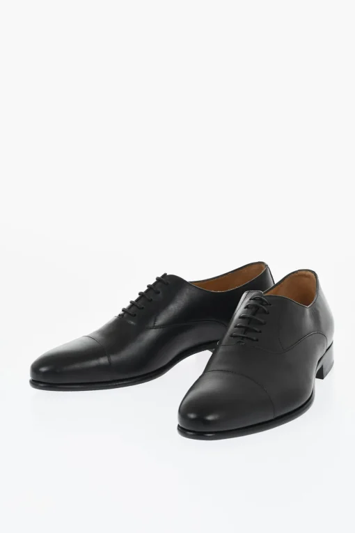Sale Scarpe Oxford in Pelle a Tinta Unita Uomo Stringate