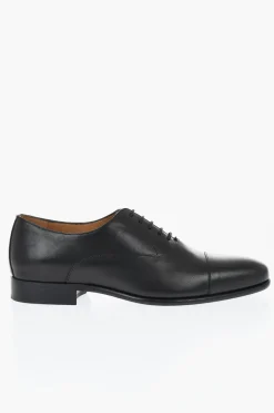 Sale Scarpe Oxford in Pelle a Tinta Unita Uomo Stringate