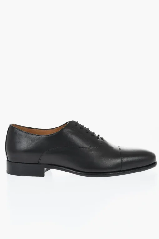 Sale Scarpe Oxford in Pelle a Tinta Unita Uomo Stringate