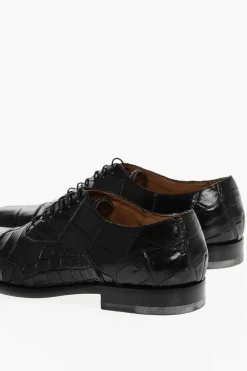 Outlet Scarpe Oxford In Pelle Di Coccodrillo Uomo Stringate