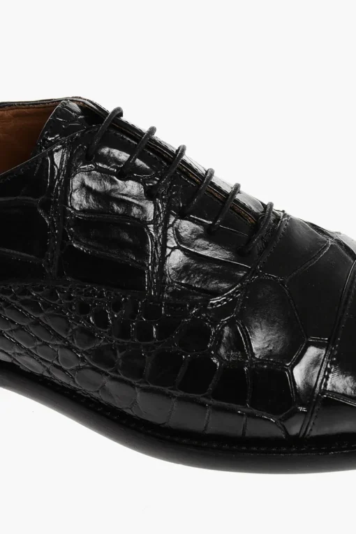 Outlet Scarpe Oxford In Pelle Di Coccodrillo Uomo Stringate