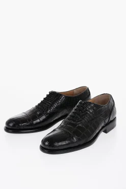 Hot Scarpe Oxford in Pelle di Cocodrillo Uomo Stringate