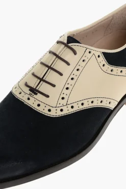 Scarpe Oxford Quarter Brogues Bicolore in Camoscio e Pelle></noscript>Corneliani Discount