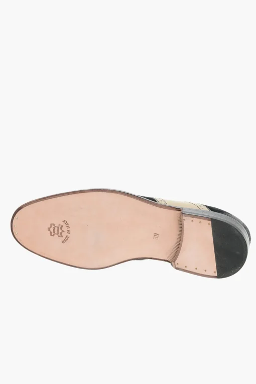 Scarpe Oxford Quarter Brogues Bicolore in Camoscio e Pelle>Corneliani Discount