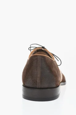 New Scarpe Oxford Quarter Brogues in Camoscio e Pelle Uomo Stringate