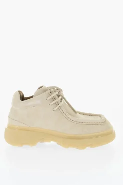 Hot Scarpe Wallabee In Suede con Suola in Gomma Uomo Stringate