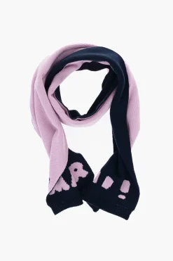 Outlet Sciarpa Bicolore in Misto Lana con Logo a Contrasto Bambino Accessori|Accessori