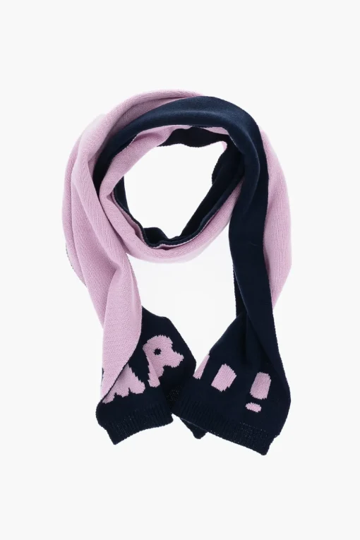 Outlet Sciarpa Bicolore in Misto Lana con Logo a Contrasto Bambino Accessori|Accessori