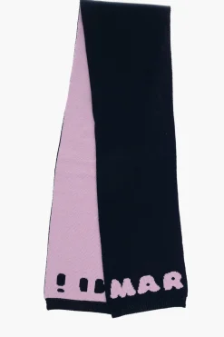 Outlet Sciarpa Bicolore in Misto Lana con Logo a Contrasto Bambino Accessori|Accessori