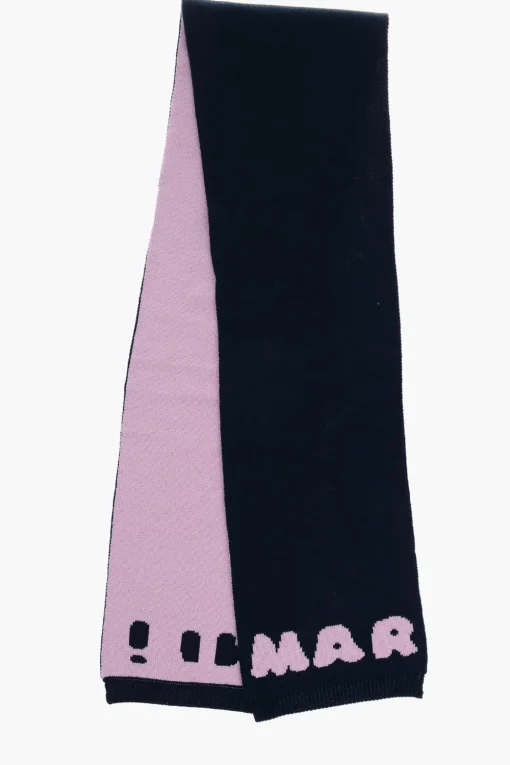 Outlet Sciarpa Bicolore in Misto Lana con Logo a Contrasto Bambino Accessori|Accessori