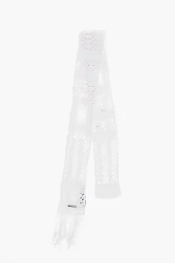 Sciarpa in Crochet a Tinta Unita con Frange>Dsquared2 Hot