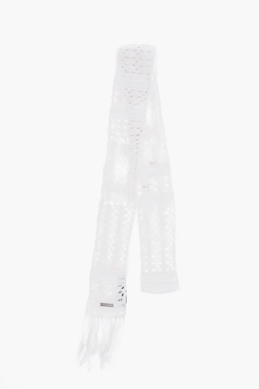 Sciarpa in Crochet a Tinta Unita con Frange>Dsquared2 Hot