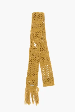 New Sciarpa in Crochet a Tinta Unita con Frange Donna Sciarpe E Foulard