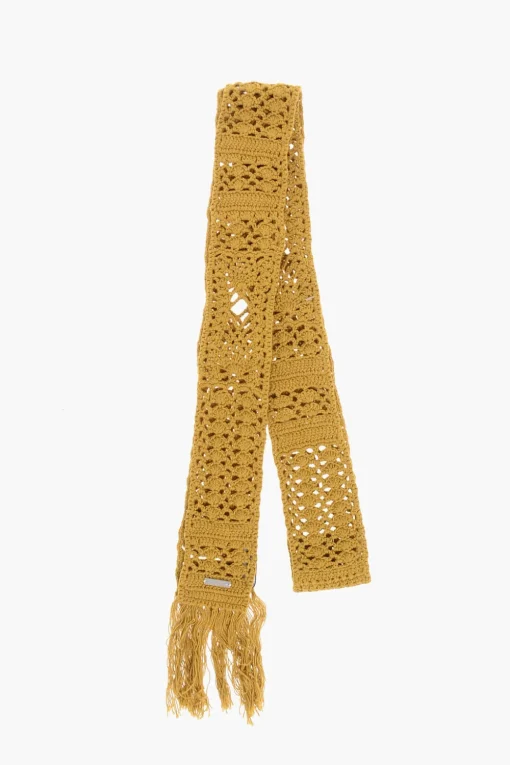 New Sciarpa in Crochet a Tinta Unita con Frange Donna Sciarpe E Foulard