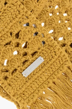 New Sciarpa in Crochet a Tinta Unita con Frange Donna Sciarpe E Foulard