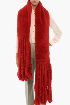 Sciarpa in Shearling con Frange>Bottega Veneta Clearance