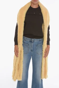 Clearance Sciarpa in Shearling con Frange Donna Sciarpe E Foulard